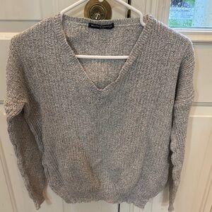 Barneys New York Gray V-Neck Sweater